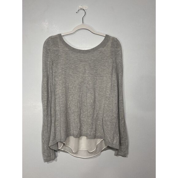 Express Layered Silk Long-Sleeve Flowy Crewneck Shirt/ Size Women's L - Picture 1 of 6